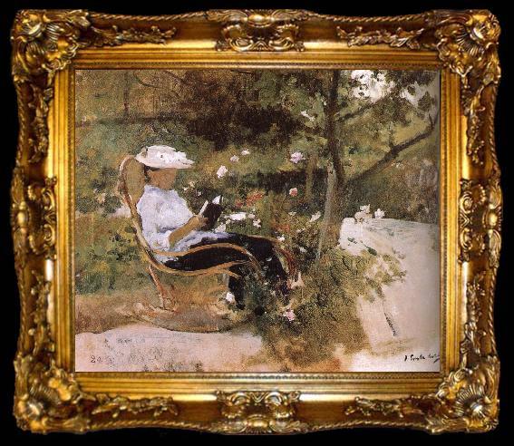 framed  Joaquin Sorolla In the garden, ta009-2